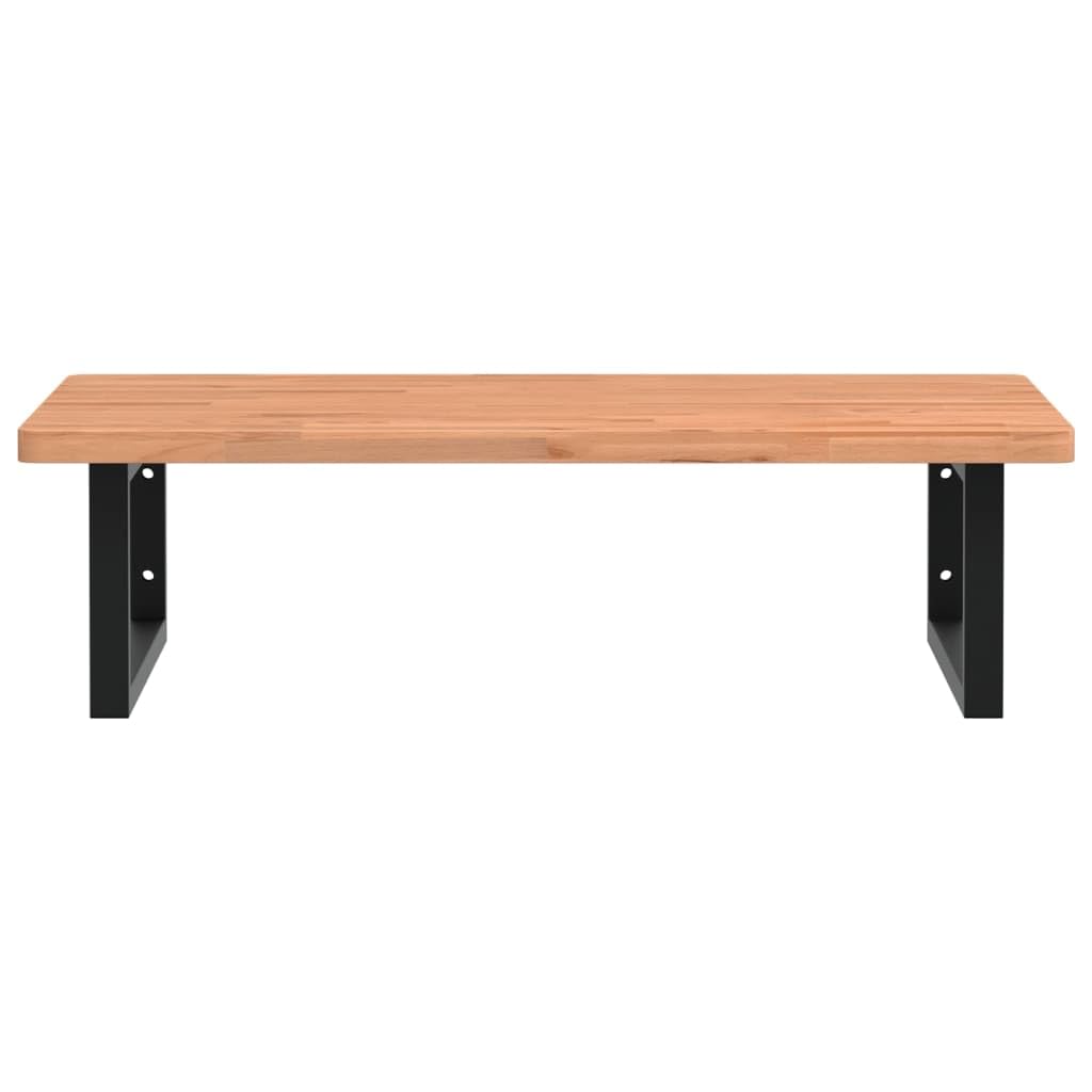 Regał pod umywalkę, montaż ścienny, ze stali i litego drewna bukowego, 80 x 55 cm, zajmuje mało miejsca, z półką i uchwytem na ręczniki, stabilne meble łazienkowe, do toalety i łazienki
