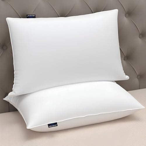 Why Use a Pillow for Better Health WELLGIVER Height Adjustable Microfiber Sleeping Pillows – Set of 2 | 16" x 24"| Soft, Supportive & Washable | Ideal for Back, Side & Stomach Sleepers | 3 Months Warranty | Plain White Cover