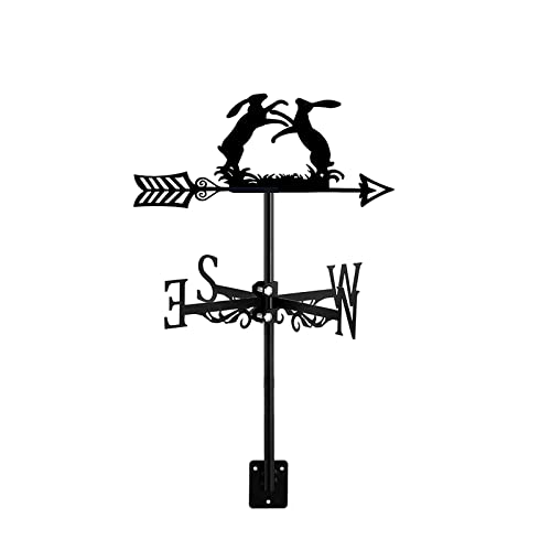 Znel Metal Weathervane Roof Mount Farm Small Animals Silhouette Direction Indicator With Anti-Rust Coating For The Garden Fence & Shed Outdoor Farm Scene Ornamental,Rabbit #TOP21