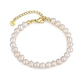 Crystal Vibe White FreshWater Pearl Bracelet for Women - 6mm White Beaded Bracelet With Pearl