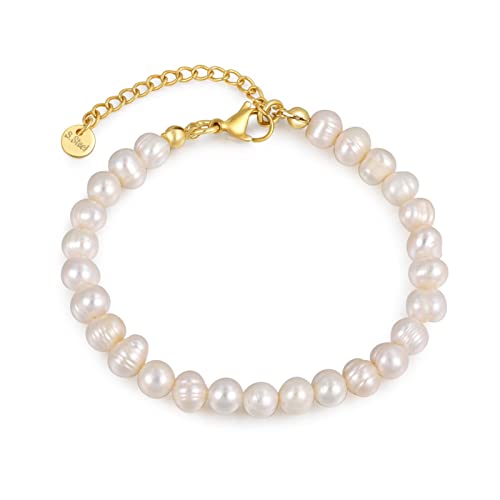 Crystal Vibe White Freshwater Pearl Bracelet For Women - 6Mm White Beaded Bracelet With Pearl #TOP14