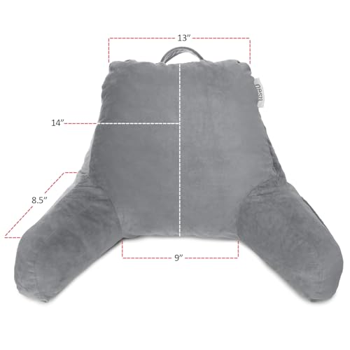Image of Nestl Reading Pillow for Kids & Teens with Shredded Memory Foam, Backrest Pillows for Reading, Watching, and Gaming, Use on The Couch, Bed, or Floor, Adjustable Support with Washable Cover Grey