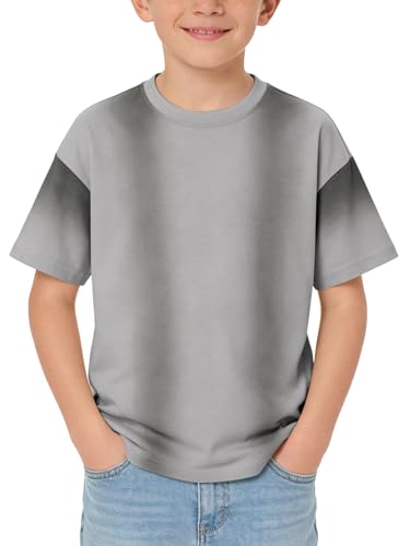 Haloumoning Boys T Shirts Kids Fashion Tie Dye Short Sleeve Crewneck Shirt Summer Casual Tees Tops 5-14 Years Grey