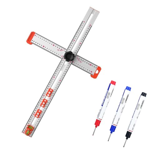 Règle carrée en T de 25 pouces avec gabarit de perçage multi-angle pour poignée de meuble
