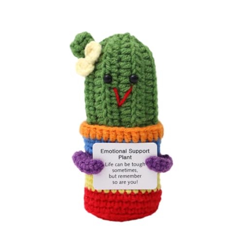 LZYWOD Divertente cactus positivo, cactus positivo all'uncinetto, divertente cactus morbido lavorato a maglia positivo, regalo di sostegno, con biglietto emotivo