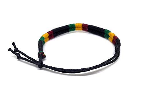 Rasta Braided Cotton Bracelet - Jamaican Adjustable Wristband for Men Women2