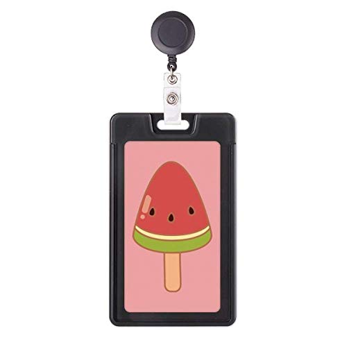 Porte-carte motif crème glacée pastèque avec enrouleur de badge élastique