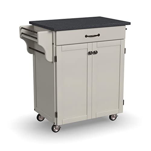 Homestyles Cuisine Kitchen Cart, Off White, Black Top