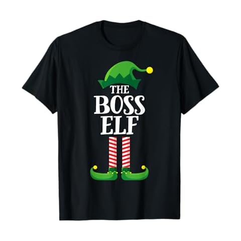 Boss Elf Matching Family Group Christmas Party Pyjamas T-Shirt Cover