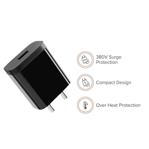 Image of 18W Charger for Xiaomi Redmi 13C 5G / 13 C Charger Original Adapter Like Android Mobile Fast USB Wall Charger with 1 Meter USB Type C Charging Data Cable (3 Amp, TMI16, Black)