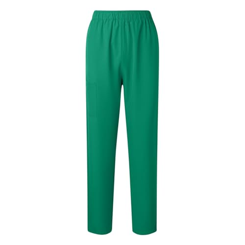 Image of Scrubs Pants for Women Plus Size Stretch Waisted Workwear Pants Medical Uniform Comfy Straight Leg Barrel with Pocket