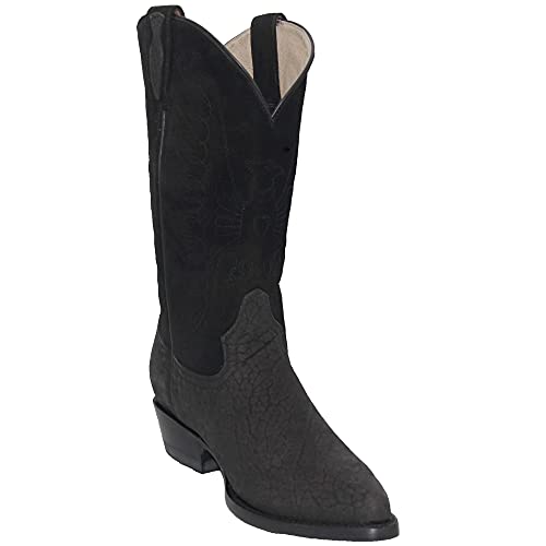 Western Shops Men’s Genuine Leather J Toe Bull Neck Print Western Cowboy Boot