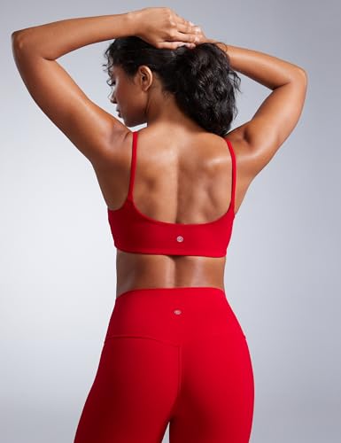 Image of CRZ YOGA Butterbreeze Scoop Neck Sports Bras | Medium Support, Removable Pads, Training, Fast Dry, Spaghetti Straps, U Back, for Women