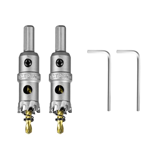 Image of SALI 3 /4 inch (19mm) TCT Hole Saw Kit Tungsten Carbide Tipped Hole Saw Drill Bit with Titanium-Plated Pilot Drill bit for Metal, Stainless Steel, Iron, Wood, Plastic 2pcs