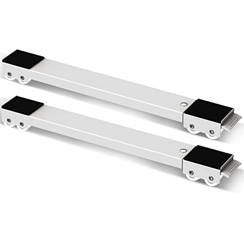 SPACEKEEPER 洗濯機 台 ブラケット 簡易式 冷蔵庫置き台 キャスター付き 移動できる 洗濯機パン 45.7~71.1cm長さ調整可能 高耐久 減音防振 静音 家具置き台 薄型4cm 耐荷重300kg ホワイト