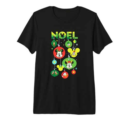T-shirt Mickey Disney Noël : T-shirt premium imprimé boules de fêtes pour adulte