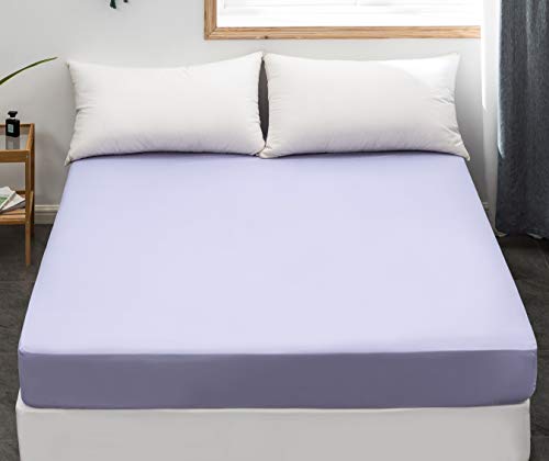 MOHAP Drap Housse 140x190-200cm avec Bonnet 30cm Violet Clair Drap Housse 100 GSM en Microfibre de Haute Qualité 100% Polyester Doux, Résistant, Anti Plis