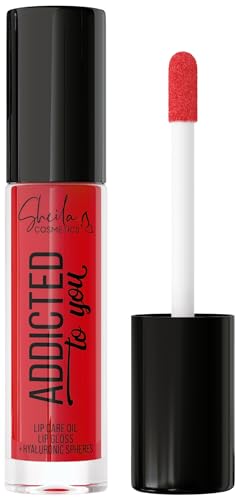Sheila Cosmetics Addicted To You, aceite labial nutritivo, gloss con ácido hialurónico, textura transparente, fabricado en Italia (Tamaño único, 02 Granada)