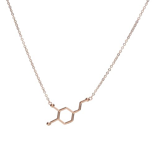 Dopamine Molecule Necklace - 14 K Rose Gold Plated 925 Sterling Silver Jewelry for Happiness & Positive Vibes2