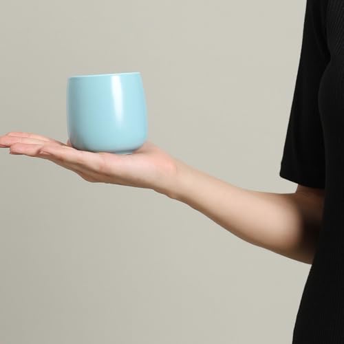 Image of LECTOR Noboru Origami Double Walled Ceramic Cup | 230ml Insulated Coffee Mug for Hot & Cold Coffee, Espresso, Tea & Drinks | 85mm Height | Stylish & Durable | Microwave Safe (Pack of 1) (Blue)