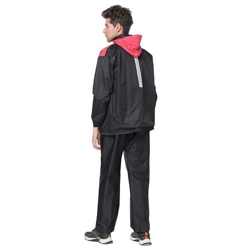 Image of Citizen Hooded Raincoat for Men Women Waterproof for Bike Riders Dobby Fabric Lightweight Stylish Sealed Hood, Large Pockets, Heavy-Duty Zippers Rainwear with Carry Pouch-CR017