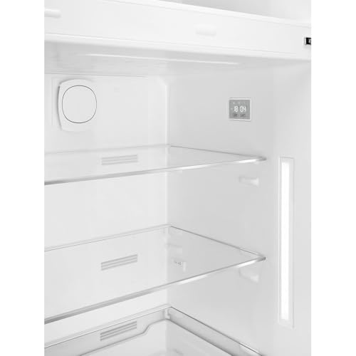 Image of Smeg FAB50 Retro Style Refrigerator - 19.28 cu. ft. Freestanding Fridge-Freezer, Dual Cooling, No-Frost, Adjustable Glass Shelves, Chrome Handle - White - Made in Italy
