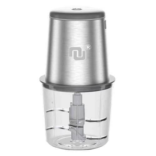 NUNET Rechargeable Cordless Food Processor & Chopper &ndash; 2 Glass Bowls (300ml & 600ml), Portable w...