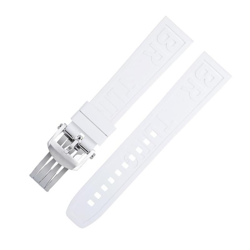 Bracelet caoutchouc 22 mm blanc haut de gamme compatible Breitling Professional