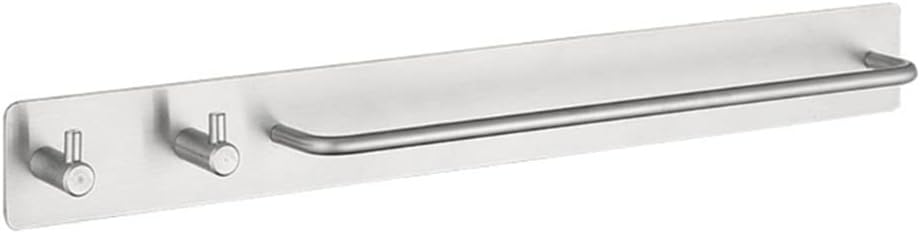 Self-Adhesive Brushed Finish Stainless Steel Towel Bar Rack with Hook Bathroom Hand Bath Holder Storage Organizer