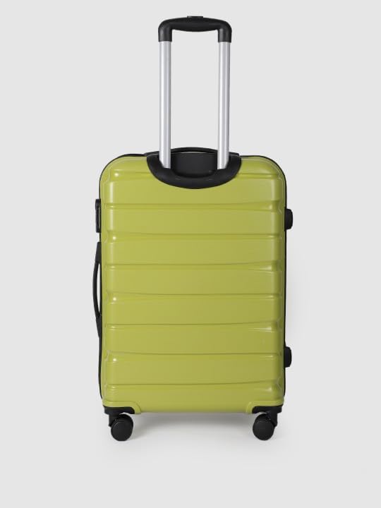 Image of Teakwood Small-Medium Cabin Size 8 Wheels Trolley Bag, Hard Cabin with Zipper Closure, Adjustable Push Button & Cross Side Strap, TSA Lock System 360 Degree (Set of 2, Lime Green)