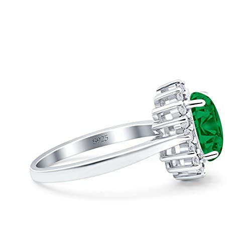 Blue Apple Co. Halo Art Deco Oval Wedding Engagement Bridal Ring Round Simulated Cubic Zirconia 925 Sterling Silver2