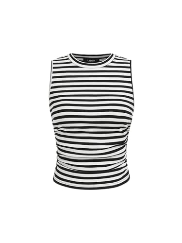 Image of CIDER Womens Tank Tops Sleeveless High Neck Ruched Crop Tops Going Out Casual Basic Ribbed Shirt Summer Fashion Clothing