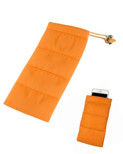 HUVZOR Étui de protection thermique universel en duvet pour téléphone portable, compatible iPhone Housse Universelle Smartphone - Pochette de Protection pour téléphone Portable(orange)