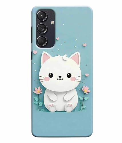 Image of Printed Hard Back Case Cover & Compatible for Samsung Galaxy M55 5G / M55S / F55 5G | Cat Vector Painting (Multicolor) - D1192