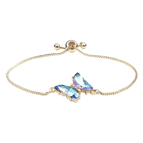 Faithworks Christian Jewelry - True Beauty Gold-Tone Enamel Butterfly Charm Bracelet, Adjustable, Blue2