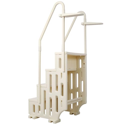 Escalera para piscina elevada de 4 peldaños con barandales miniatura 6