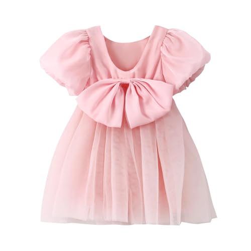 Toddler Girls Puff Sleeve Flower Girl Dress Tulle Backless Tutu Princess Party Dresses for Wedding Birthday 12M-8Y