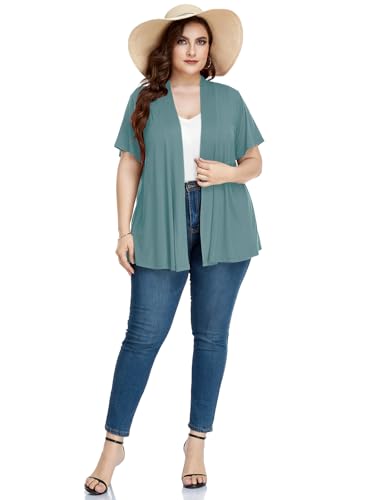 Image of LARACE Short Sleeve Cardigans for Womens Summer Tops Casual Plus Size Open Front Lightweight Cover Up
