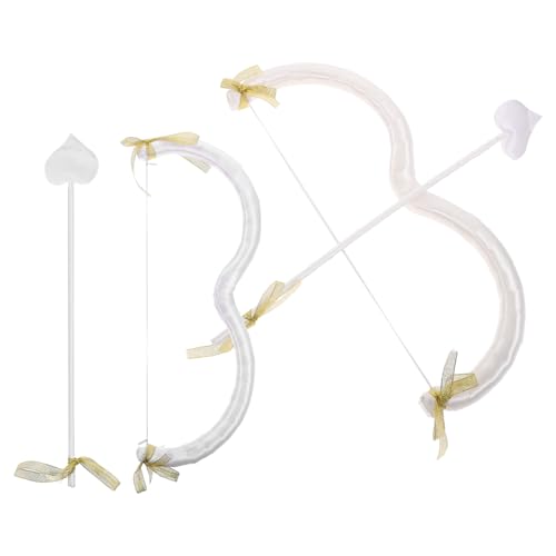 Accessoires de déguisement Cupidon arc et flèches de cœur blanc pour costume de couple adulte