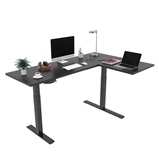 FLEXISPOT E1L Escritorio en Forma de L Escritorio de Esquina Escritorio Esquinero Escritorio Elevable Electrico Escritorio Regulable en Altura con 2 Motores (180x120 cm, Negro)