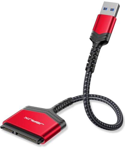 Image of JSAUX SATA to USB Adapter Cable for 2.5 inch SSD /HDD Nylon Cord-Red