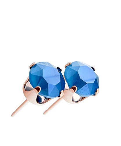 pewterhooter® Sparkling 14k Rose Gold plated Sterling Silver crystal stud earrings for Women with Gift Box., Crystal, Made with the Finest Crystal in the World