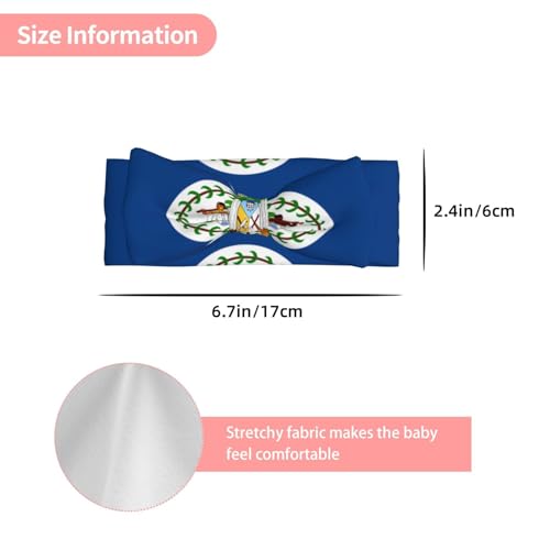 Belize Flag Baby Bow Headband, 2.4 * 6.7 Inch Baby Headband, Suitable for Babies 0-6 Months Old, Very Meaningful Gift3