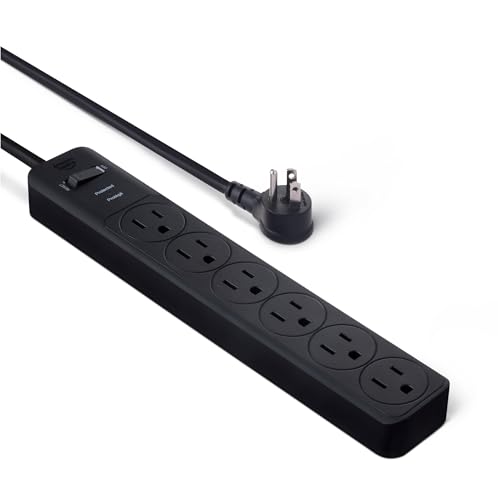Amazon Basics Surge Protector Power Strip, 6-Outlet, 790 Joules, 6ft Extension Cord, Black, LED Indicator