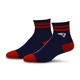 For Bare Feet NFL NEW ENGLAND PATRIOTS Cozy Two Stripe Quarter Sock Team Color OSFM