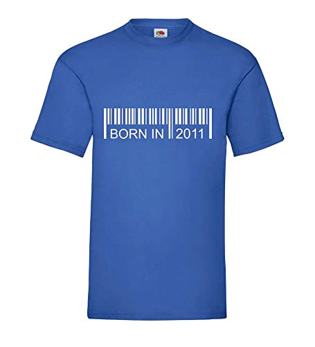 T-shirt homme 2011 bleu roi grande taille XXXL motif code à barres