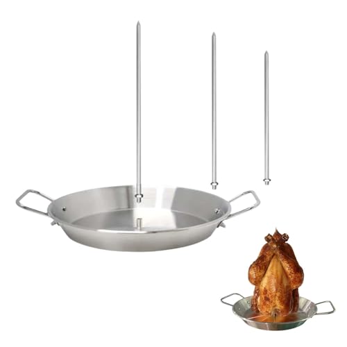 ZHYUAN Brochetas verticales para barbacoa,Pincho vertical de acero inoxidable,Brocheta vertical de acero inoxidable,Pincho vertical para parrilla,Soporte vertical brasileño con 3 picos extraíbles