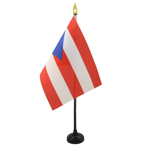 AZ FLAG - Mini Drapeau Porto Rico De Table - 15x10 cm - Drapeau Portoricain De Bureau 100% Polyester Avec Hampe Pointe Dorée 25cm