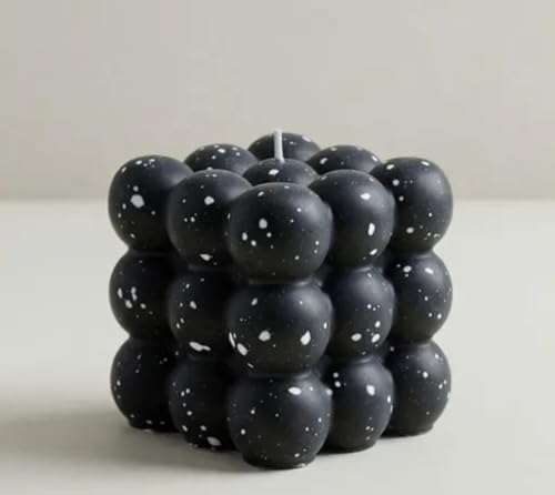 Bougie cube noir moucheté le cadeau idéal de décoration moderne