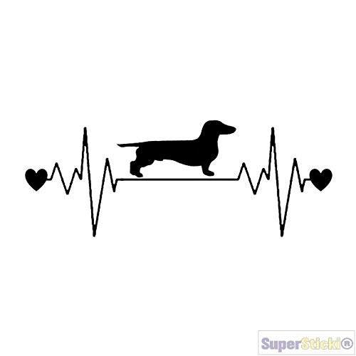 SUPERSTICKI Herzschlag Autoaufkleber - Pferd, Stier, Hund, Katze Design Ca. 20cm